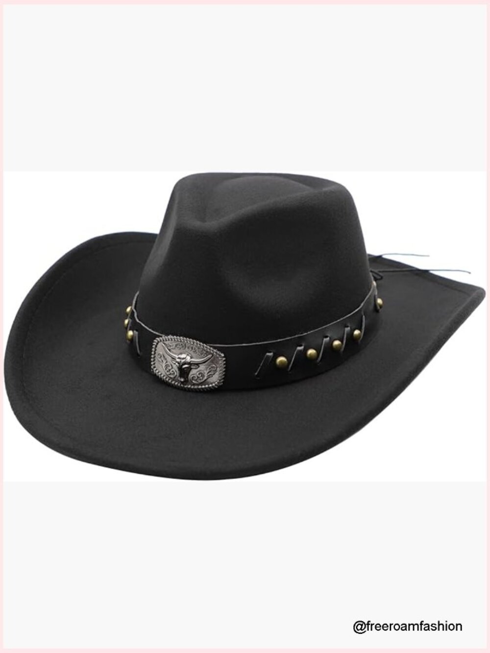 Classic Cowboy Hat with Belt Buckle Wide Brim Unisex Western Hat for Men Women